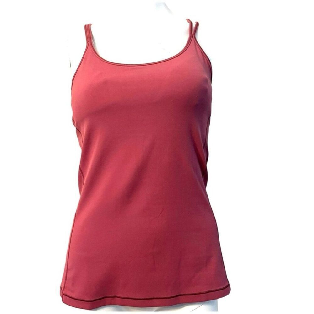 Lululemon Womens Size 8 Pink Tank Top Workout Strappy Removable Pads Padded